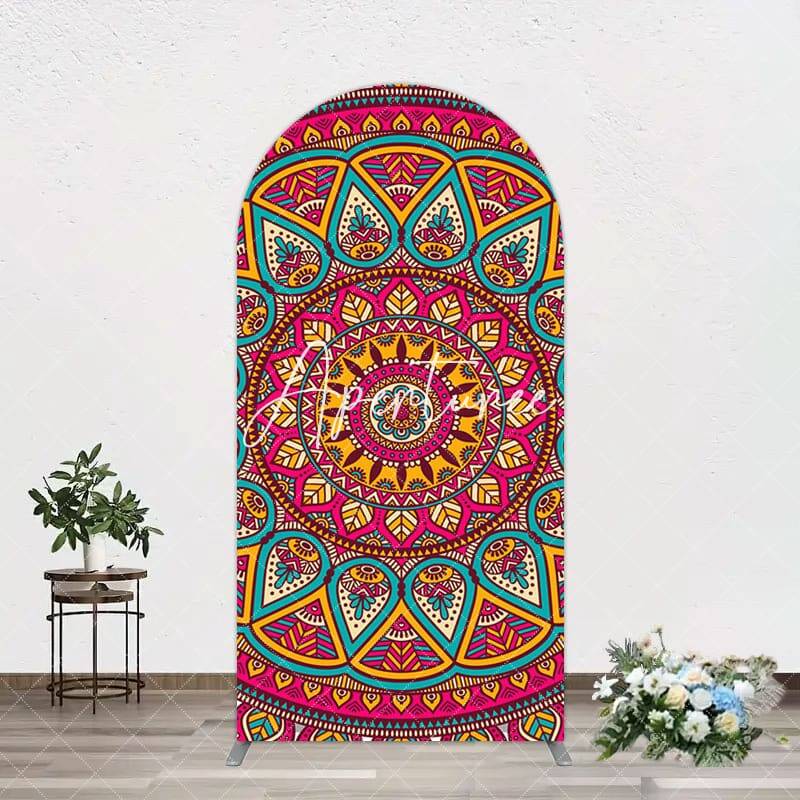 Aperturee Indian Mandala Boho Floral Birthday Arch Backdrop, 1.6X4FT(0.5X1.2M), 38.18 USD, arch backdrop kit, YMGD9M87-A
