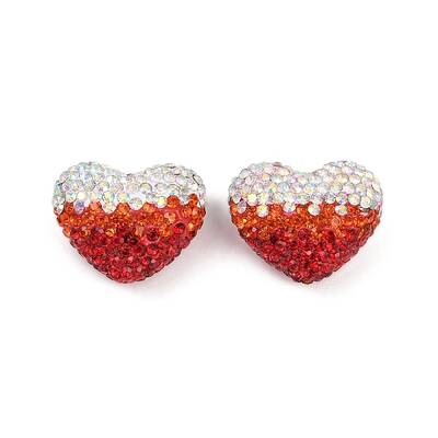 Gradient Color Heart Shaped Polymer Clay Rhinestone Beads