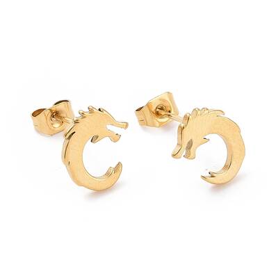 304 Stainless Steel Tiny Dragon Stud Earrings for Men Women