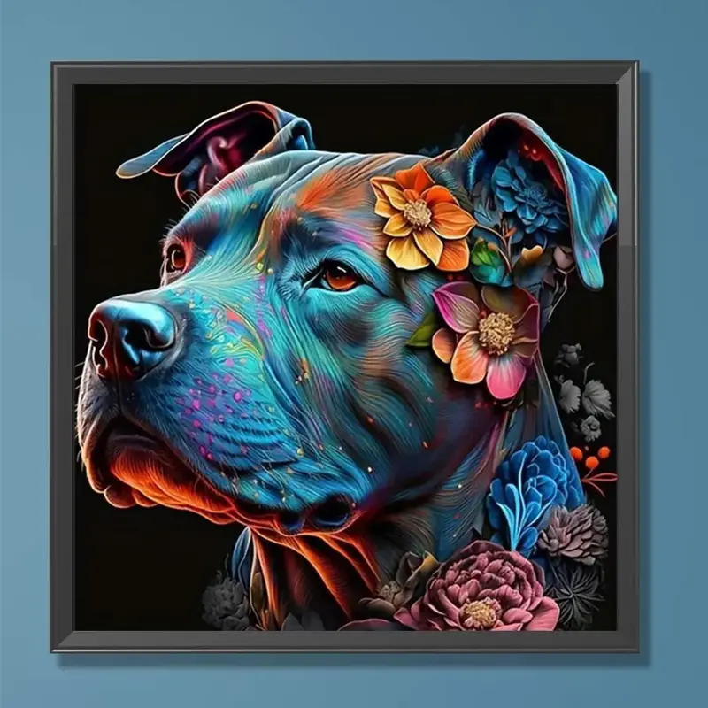 Dog Pattern DIY Diamond Art Painting Picture Without Frame, 5D Artificial Diamond Art Embroidery Kit, DIY Decorative Painting...