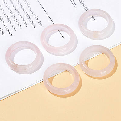 Natural Rose Quartz Plain Band Finger Rings