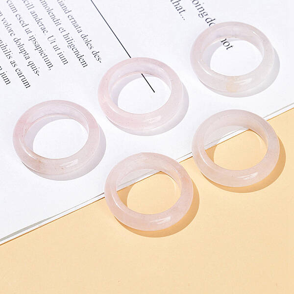 Natural Rose Quartz Plain Band Finger Rings