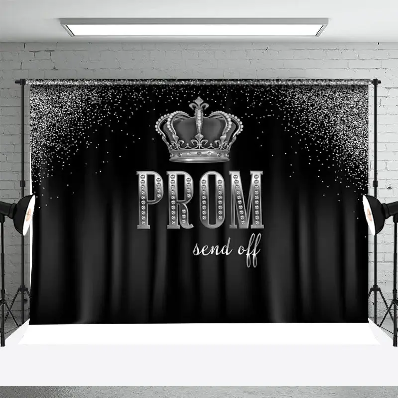 Silver Black Crown Diamonds Graduation Backdrop - Aperturee