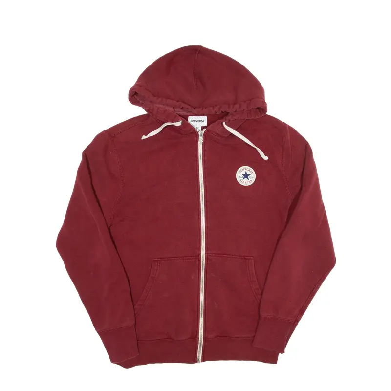 CONVERSE Hoodie Maroon Full Zip Mens S