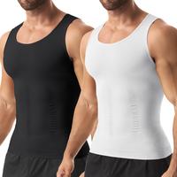 2 Pack Menswear Compression Shirt Body Shaper Vest Gym Workout Soft Tank Top Sleeveless Abdomen Shapewear Comfortable Sports ...
