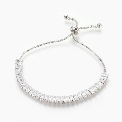 Brass Cubic Zirconia Bolo Tennis Bracelets