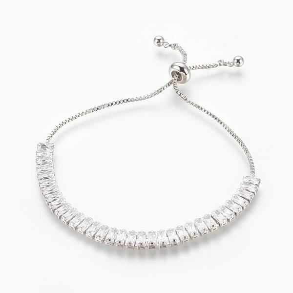 Brass Cubic Zirconia Bolo Tennis Bracelets