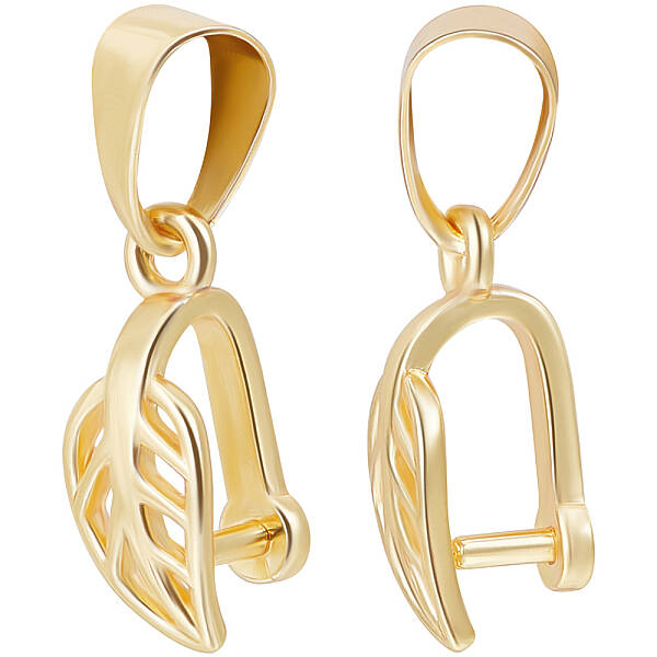 Beebeecraft 1 Box 18Pcs Bail Clasp 18K Gold Plated Tree Leaf Shape Charm Clip Loop Pinch Connector Clasp Bails for Jewelry Ma...