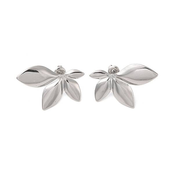 Non-Tarnish Leaf 304 Stainless Steel Stud Earrings for Women