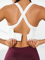 Women's Criss Cross Cut Out Sports Vest, Solid Color Sleeveless Sports Top for Yoga Gym Workout, Ladies Sportswear Clothing f...