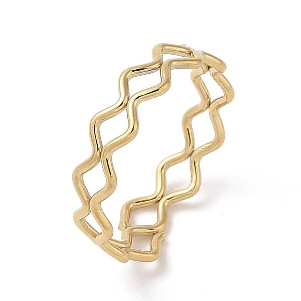Ion Plating(IP) 304 Stainless Steel Wave Finger Rings for Women