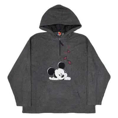 DISNEY Mickey Mouse Fleece Womens Grey Hoodie L