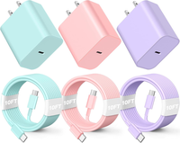 for iPhone 16 15 Fast Charger and 10ft Type C to C Cable Cord Long,Colour series 20W USB C Charging Block for iPhone 16 Pro/1...
