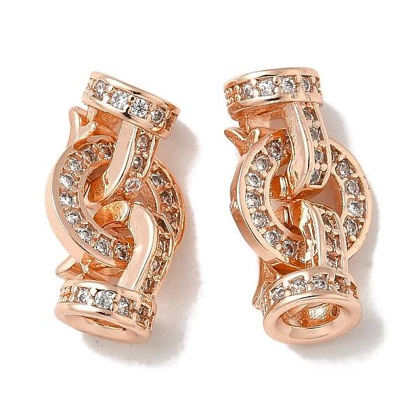 Brass Clear Cubic Zirconia Fold Over Clasps