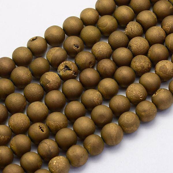 Electroplate Natural Druzy Agate Beads Strands