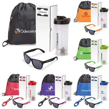 100 Promotional Athletic 4-Piece Fitness Gift Set - UV Protection