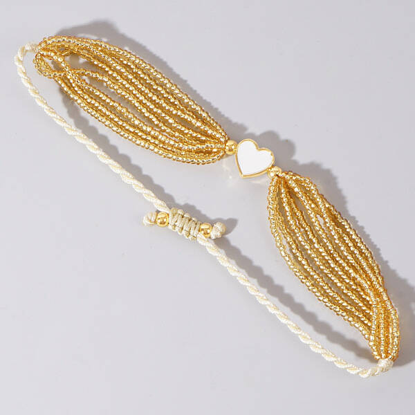 Golden Tone Seed Beads Multi Strand Bracelets for Women