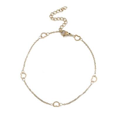 304 Stainless Steel Heart Link Chains Anklets