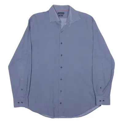 TOMMY HILFIGER Mens Shirt Blue Spotted Long Sleeve XL