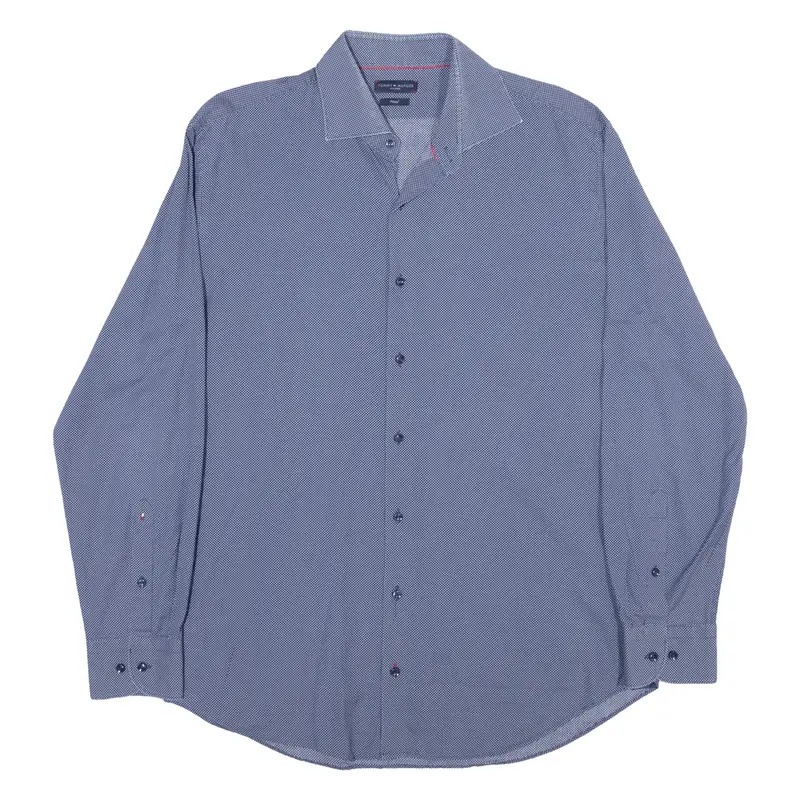 TOMMY HILFIGER Mens Shirt Blue Spotted Long Sleeve XL
