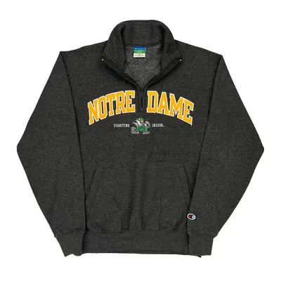 Notre Dame Fighting Irish Champion Graphic 1/4 Zip - Medium Grey Cotton Blend