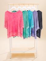 Zenana Ribbed Drop Shoulder Half Sleeve  Boat-Neck Top | S/M-2X/3X