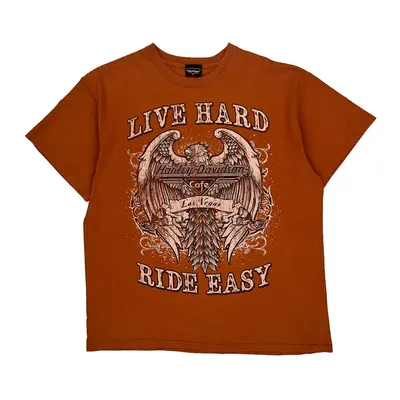 Las Vegas, Nevada Harley Davidson Graphic T-Shirt - Large Orange Cotton