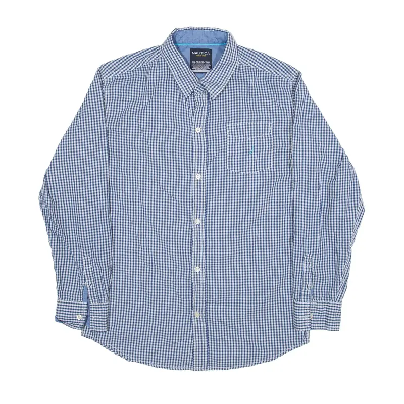 NAUTICA Shirt Blue Gingham Long Sleeve Boys XL