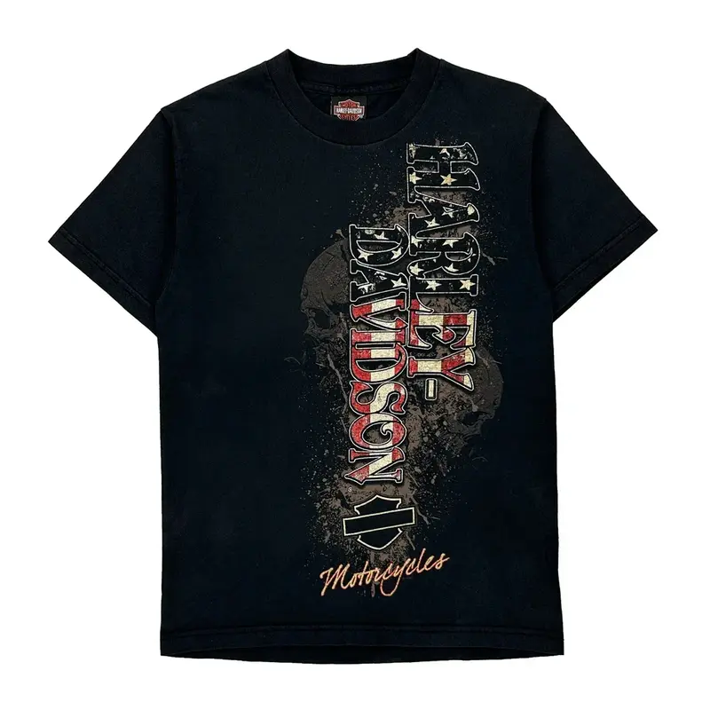 Harley Davidson Graphic T-Shirt - Small Black Cotton