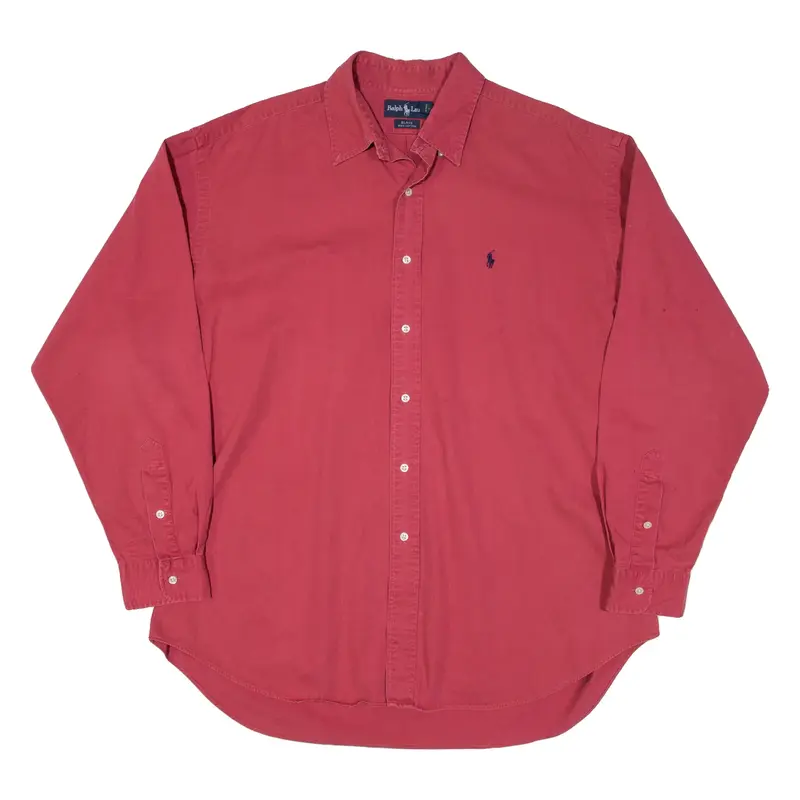 RALPH LAUREN Blake Mens Plain Shirt Red Long Sleeve XL
