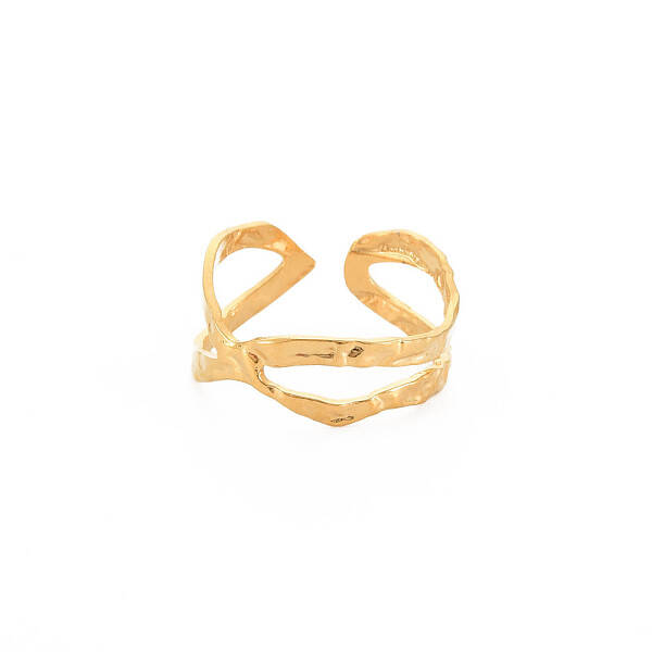 Ion Plating(IP) 304 Stainless Steel Wave Wrap Open Cuff Ring for Women