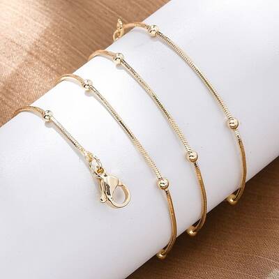 2.5MM Brass Ball Snake Chain Necklaces for Women Men