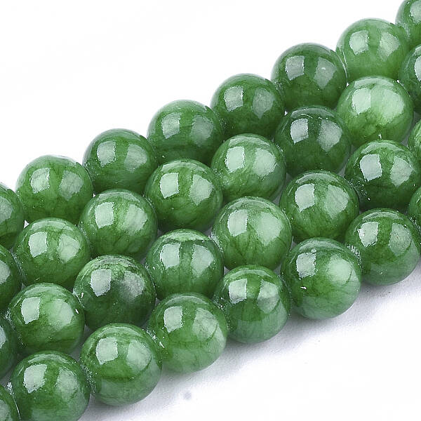 Natural Dyed Yellow Jade Gemstone Bead Strands