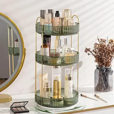 360° Rotating Makeup Organizer - Large Capacity Cosmetic and Skincare Dresser | Spinning Perfume Organizer Vanity Shelf for ...