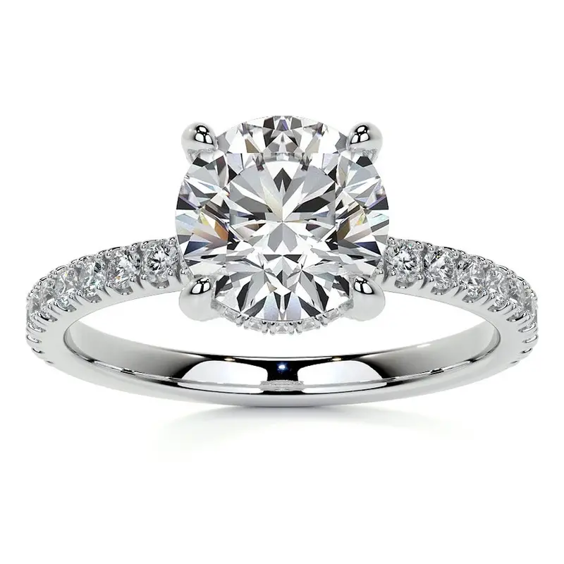 10K White Gold Round Shaped Moissanite Engagement Ring