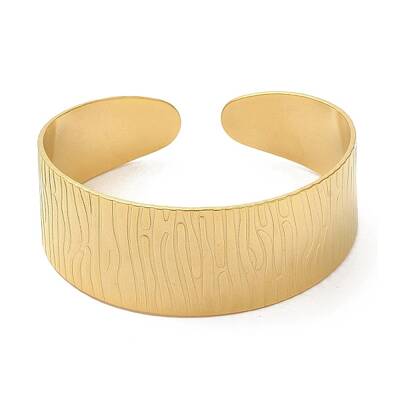 Ion Plating(IP) 304 Stainless Steel Textured Cuff Bangles for Women