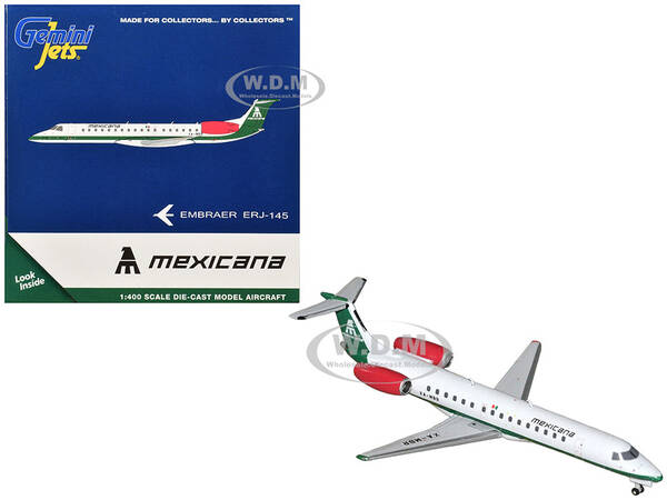 Embraer ERJ-145 Commercial Aircraft Mexicana de Aviacion (XA-MBR) White with Green Stripes 1/400 Diecast Model Airplane by ...