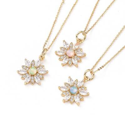 Brass Micro Pave Cubic Zirconia Pendant Necklaces