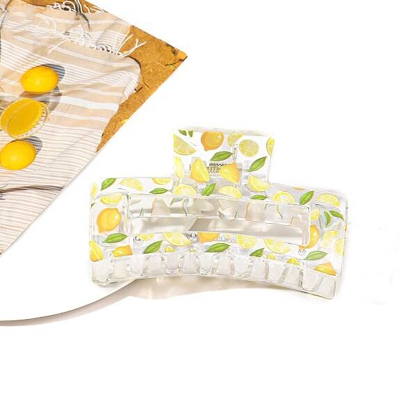 Rectangle Printed Plastic Claw Hair Clips