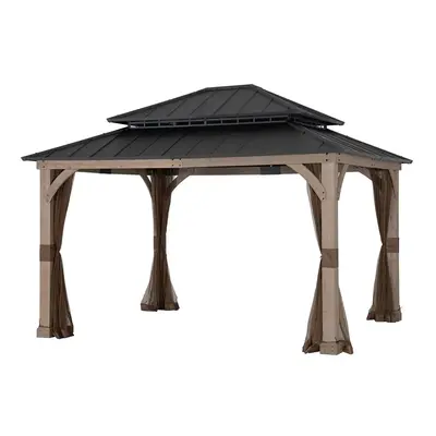 SUNJOY Brown Replacement Mosquito Netting For Broyhill San Marino Hard Top Wood Gazebo (10X12 Ft) A102013190