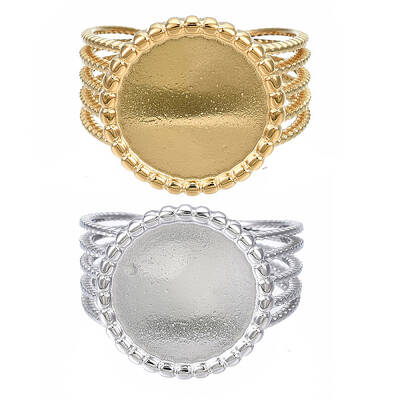 304 Stainless Steel Open Cuff Finger Ring Cabochon Settings