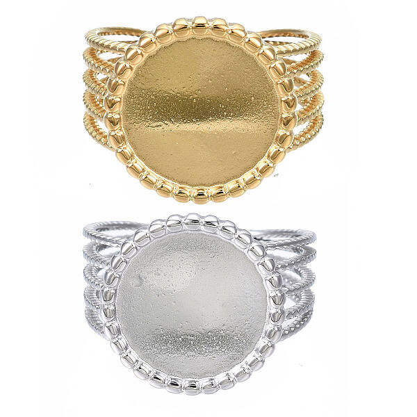 304 Stainless Steel Open Cuff Finger Ring Cabochon Settings