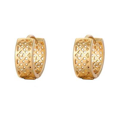 Real 18K Gold Plated Brass Hollow Hoop Earrings