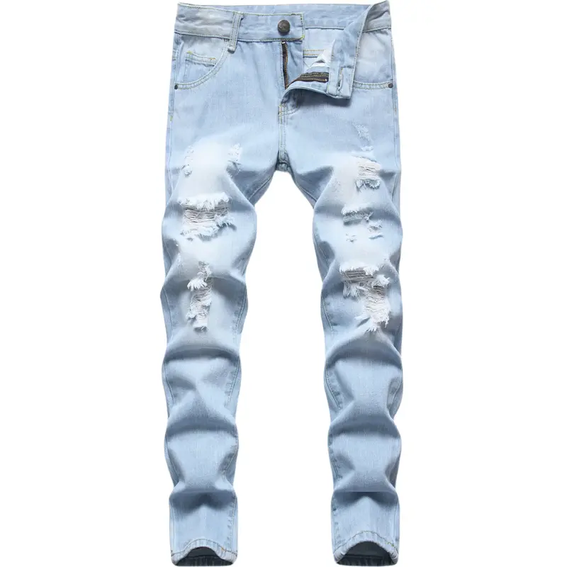 Boy's Ripped Jeans Skinny Fit Destroyed Distressed Fashion Comfy Denim Jeans Pants