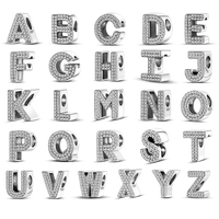 MULA A-Z Alphabet Beads - 925 Silver with Platinum Plated, Customizable Initial Charm Beads for Bracelets and Necklaces Ideal...