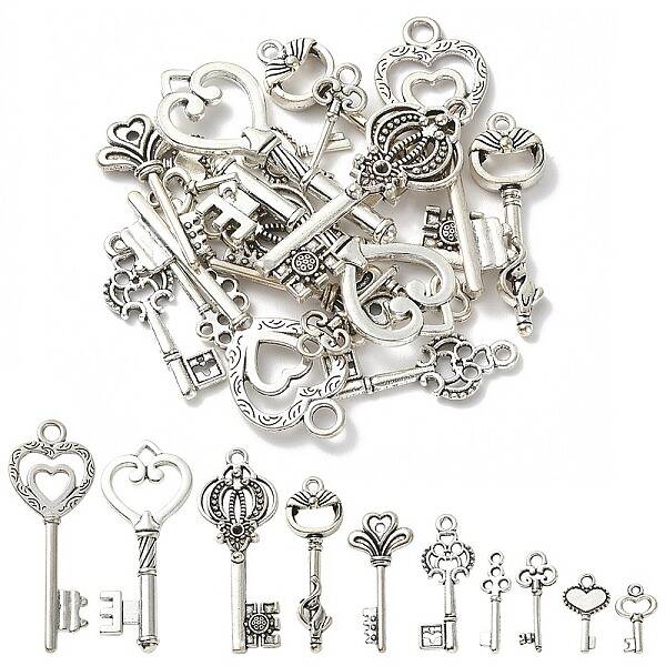 20Pcs 10 Style Tibetan Style Alloy Pendants