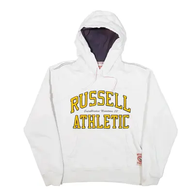 RUSSELL ATHLETIC Hoodie White Pullover Mens S