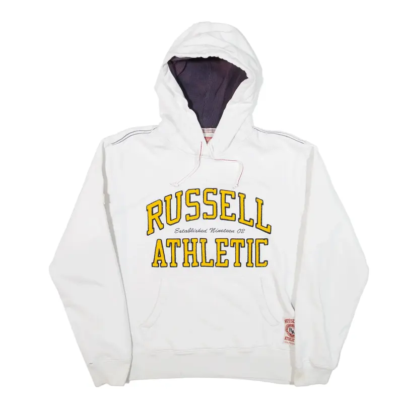 RUSSELL ATHLETIC Hoodie White Pullover Mens S