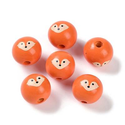Animal Themes Printed Wood European Beads