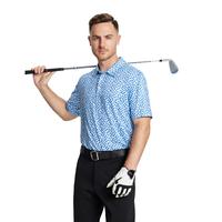 M MAELREG men's printed polo shirt, stretch and comfortable golf shirt, casual sports top, summer fashion shirt, blue and whi...